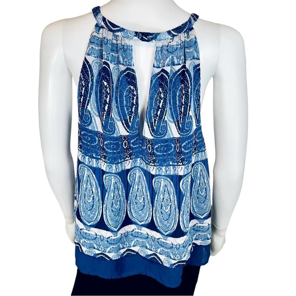 Sugarlips Paisley Print Halter Blouse Blue - Picture 6 of 11